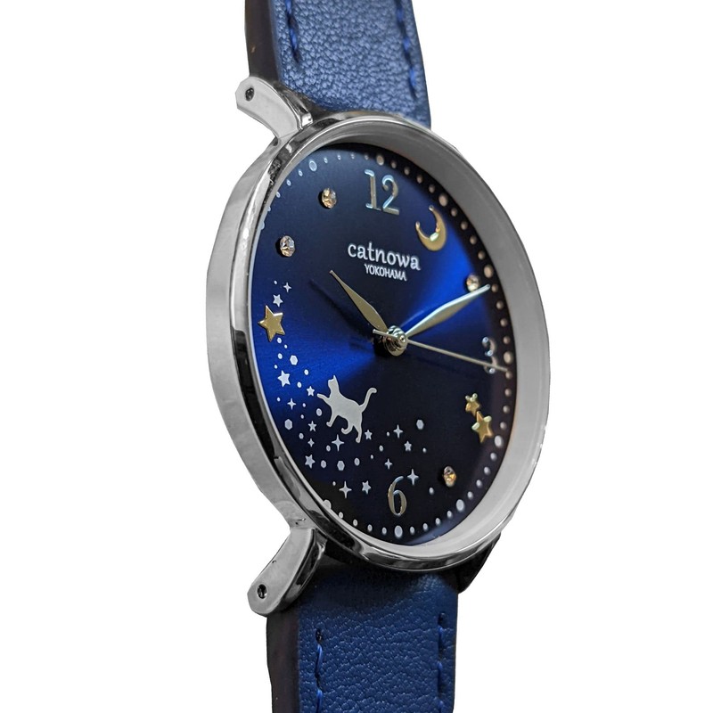 Women's Watch, Genuine Leather, Cute Cat Goods, Popular, Present, navy,
