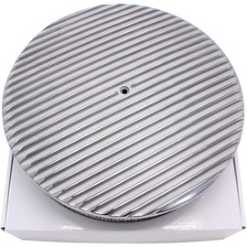 WINNEWFUTURE 14" X 3" Round Aluminum Air Cleaner Filter Assembly Kit Black Polished Full Finned Compatible with Chevy Ford SBC BBC (Polished)