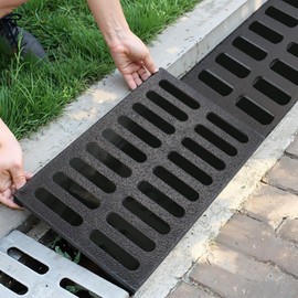 Cast Iron Drain Grate, 16 * 20in Outdoor Drain Cover, Heavy Duty B125 Class Channel Grate, Black Rectangle Drainage Grate, Metal Sewer Grate for Concrete Floor, Yard, Driveway & Garage.