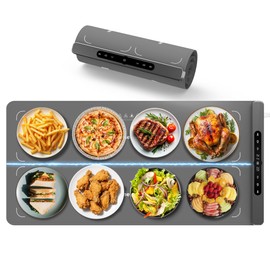 Newise Graphene Food Warming Mat - Dual Zone Independent Control, (XXL 36”x17”) Electric Heating Tray with 6 Temp Settings and Timer, Gifts for Mom Wife, Food Warmers for Parties Buffets, Gray