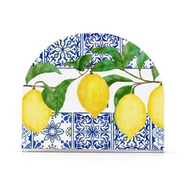 Lemon Blue Tiles Napkin Holder for Table Paper Napkins Holder Acrylic Tissue Dispenser Kitchen Dining Room Bathroom Party Car Decor