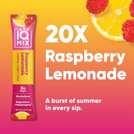 IQMIX Raspberry Lemonade Drink Mix (20 Sticks) | Limited Edition Refreshing Blend of Tangy Lemon & Sweet Raspberry