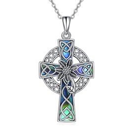 YAFEINI Cross Necklace Sterling Silver Celtic Knot Tree of Life Cross Necklace Pendant Gifts for Women Men, Sterling Silver, Not known.