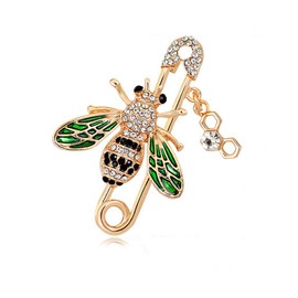Bee Brooch pins Women Enamel Crystal Insect Pin Lapel Pin Large Safety Pin