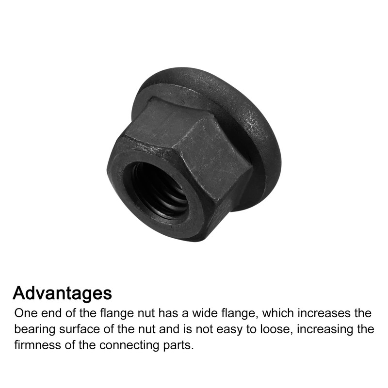sourcing map M8 Flange Hex Nuts, 5pcs Grade 10.9 Carbon