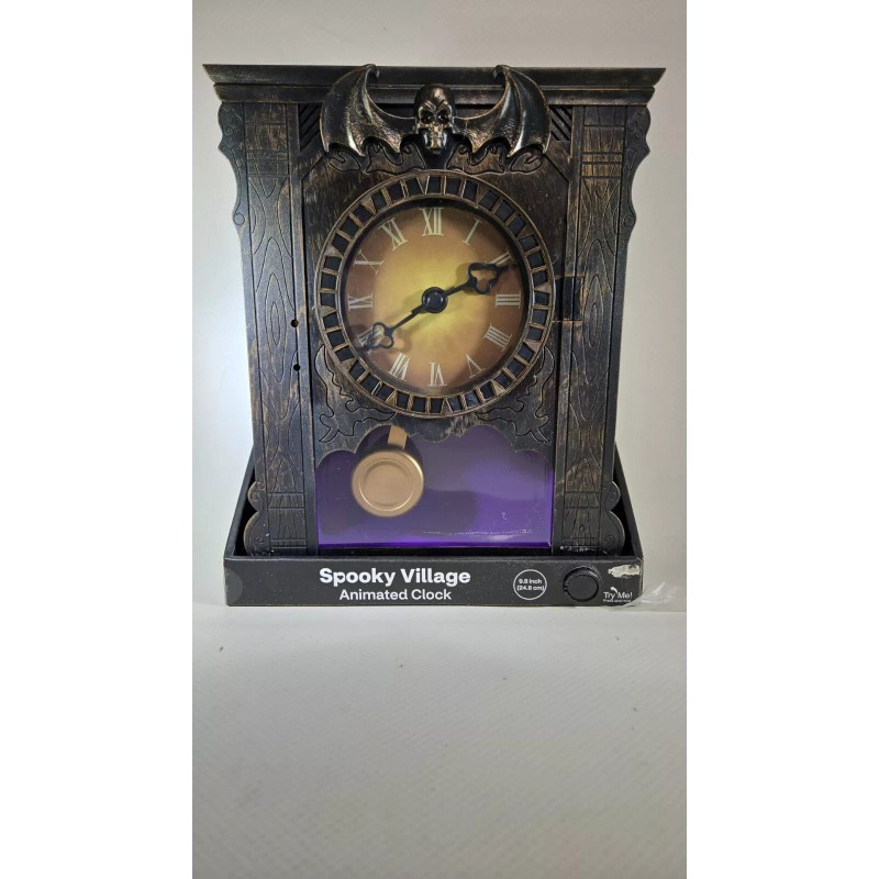 Spooky Village Animated Clock With Sound Motion Activated