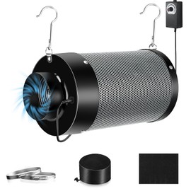 ATOUR 4 Inch Air Carbon Filter with Australian Virgin Charcoal – Odor Control. Built-in 5.5" Quiet Fan with Speed Control, for Inline Duct Fans & Grow Tents. Includes Vent Cover + Pre-Filter 4"x13.4"