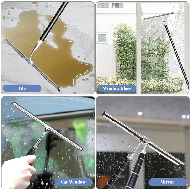 Shower Squeegee with Long Handle,Window Squeegee with Extension Pole Squeegee