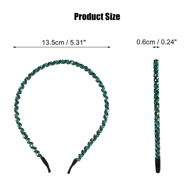 VOCOSTE Hair Hoops Women Headband Headband Rhinestone 0.6cm Width 1pcs