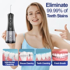8 Modes 400ml Rechargeable Dental Teeth Cleaner Cordless Waterflosser Dental Irrigator With Led Digital Screencolor: Black