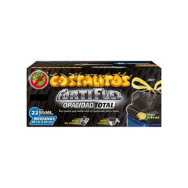Costalitos Fortiflex Opacida Total Bolsas Para Basura Medianas Con Jareta, Mediano 48cm x 60cm, Negro
