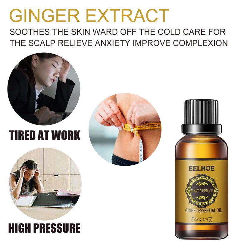2Pcs Belly Drainage Ginger Oil, Lymphatic Drainage Massage Ginger Essential