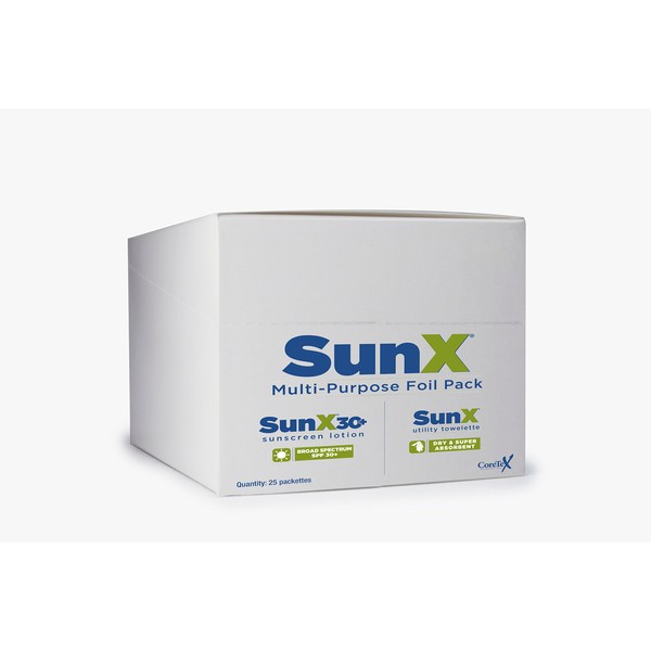 SunX Sunscreen Towelettes, SPF 30, 1 box of 25