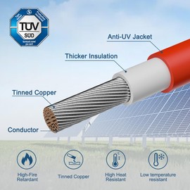 Slocable 8AWG Solar Panel Extension Cable 20Feet, 1500V Solar Cable Extension with IP68 Male and Female Connectors, for RV, Boat, Solar Panels, Car (20FT Red + 20FT Black)