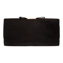 JNB Faux Microsuede Clutch With Bow,Black36