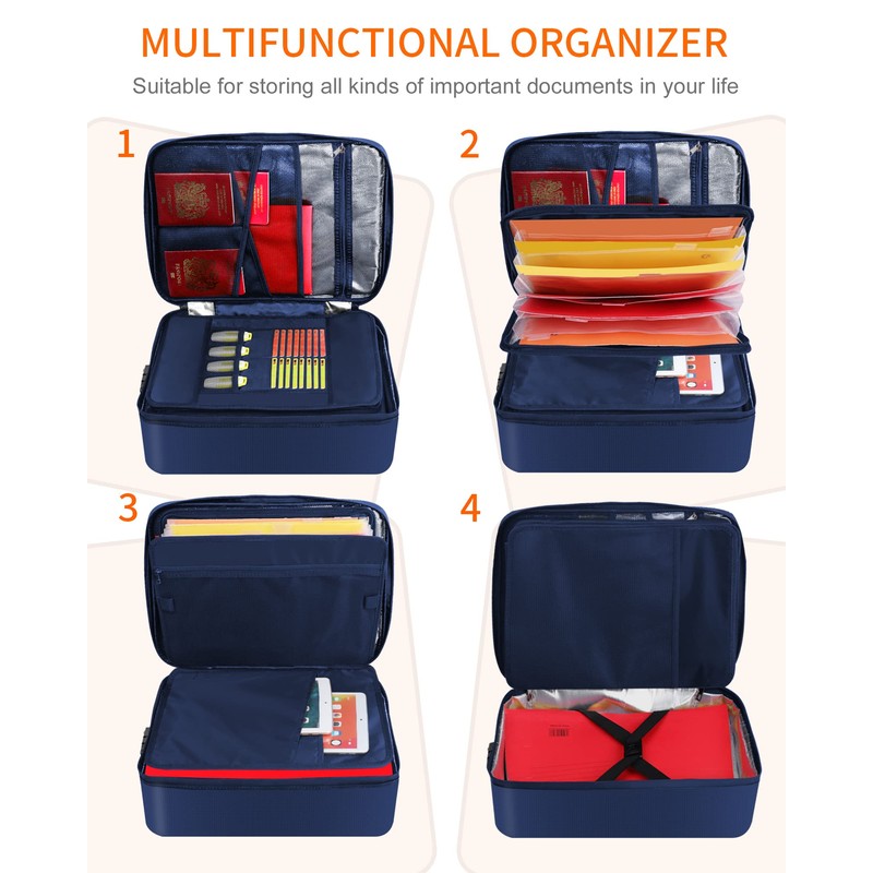 Noiposi Important Document Organizer, Waterproof and Fireproof Document Box with