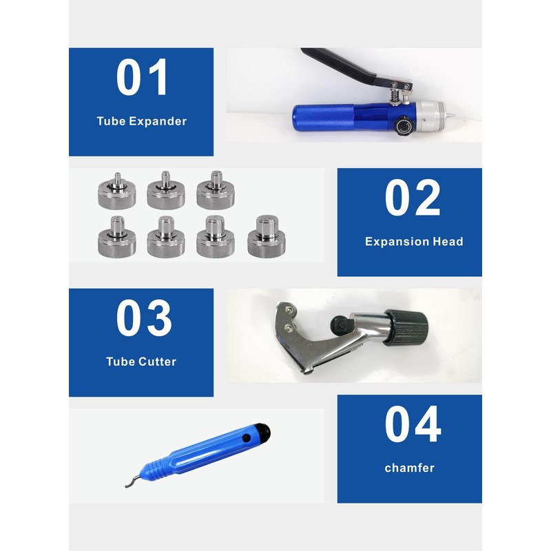 AMZCNC Hydraulic Tube Expander Compact Swaging Tool Kit with Tube