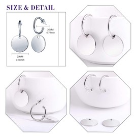 Feilok Women's Stainless Steel Earrings Fashion Earrings Circle Metal Disc Cutout Stud Earrings with Pendant Geometric Round Earrings, Stainless Steel