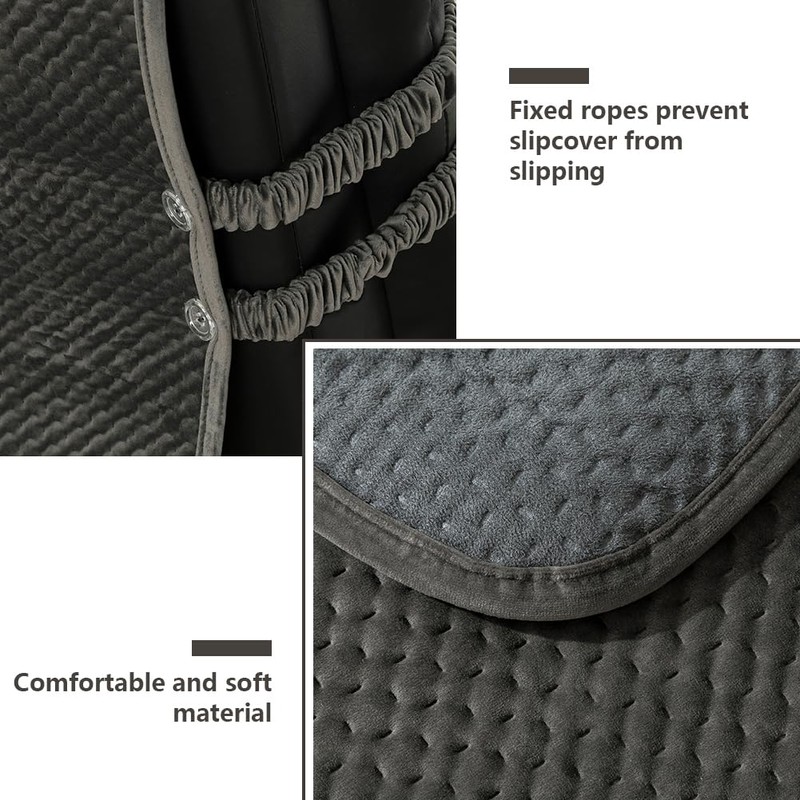 STONECREST Recliner Chair Cover, Water Resistant Velvet Quilted Slipcover, Stay
