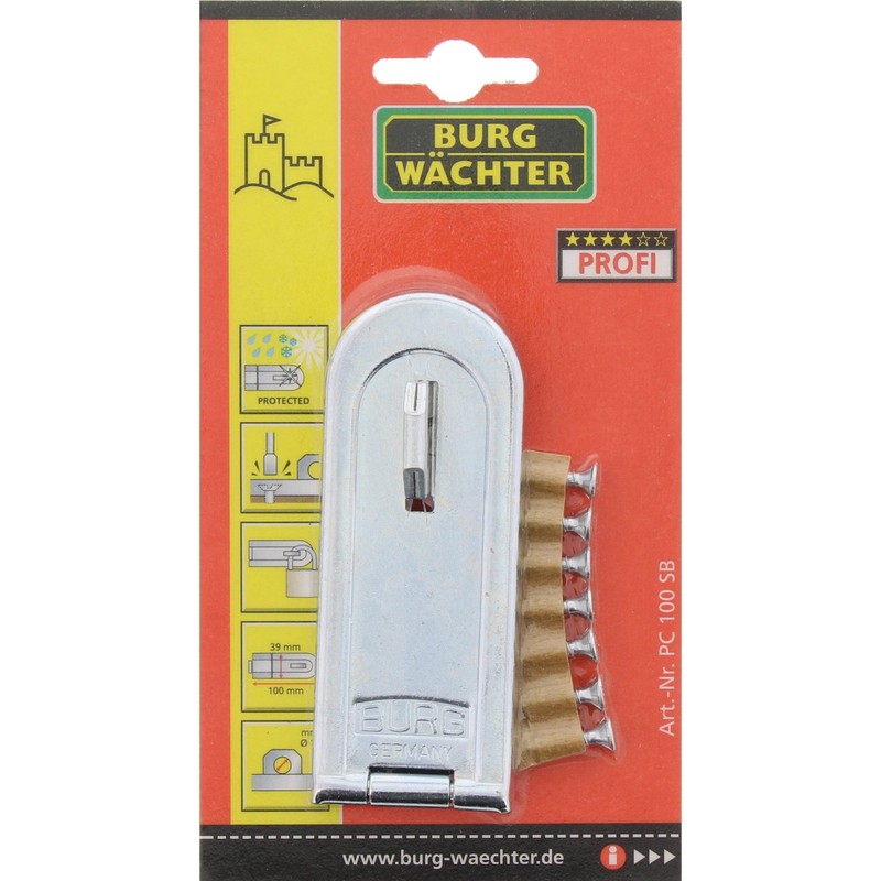 Burg Wächter Armoured Dishwasher Door Latch, 100 mm, Galvanised, 1