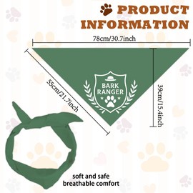 arricraft 1 Pc Pet Dog Bandana, Green Adjustable Triangle Pet's Bandana with Bark Ranger Words Shield Pattern Washable Cotton Scarf Bibs Kerchief for Dog Puppy Cat Kitten Pet 30.70x14.96inch(78x38cm)