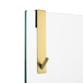 Simtive Extended Shower Door Hooks (7-Inch), Over Door Hooks for Bathroom Frameless Glass Shower Door, Towel Hooks, 2-Pack, Gold