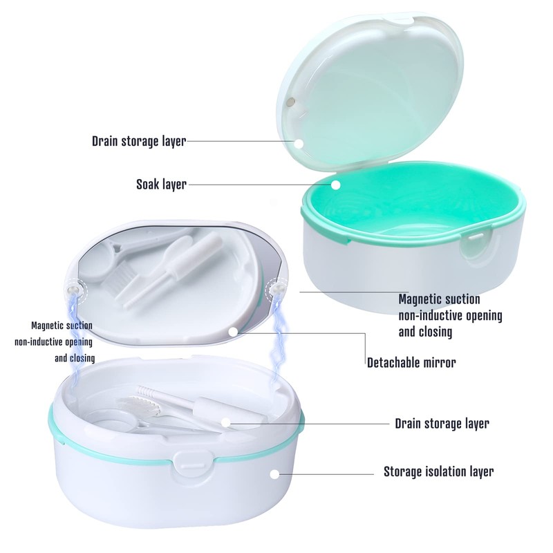 Denture Box, Denture Box with Filter, Dentures for Storage and