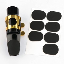 DRERIO 16PCS Saxophone Mouthpiece Pads Clarinet Mouthpiece Cushion Alto Tenor Sax Mouthpiece Patches Black Cushions 0.8 mm Thick for Beginners, Musicians, Saxophones and Clarinets