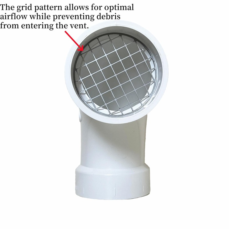 PVC termination vent with stainless steel screen,90 Degrees,1pcs,For 2“ DWV