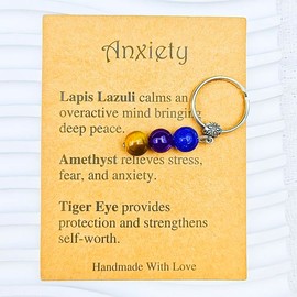 Stress Relief Gifts Keychain for Women Men Anxiety Relief Gift Keychains Relaxing Gifts for Women Stress Reliefs Gift Crystals and Healing Stones Keychain Anti Anxiety Key Ring