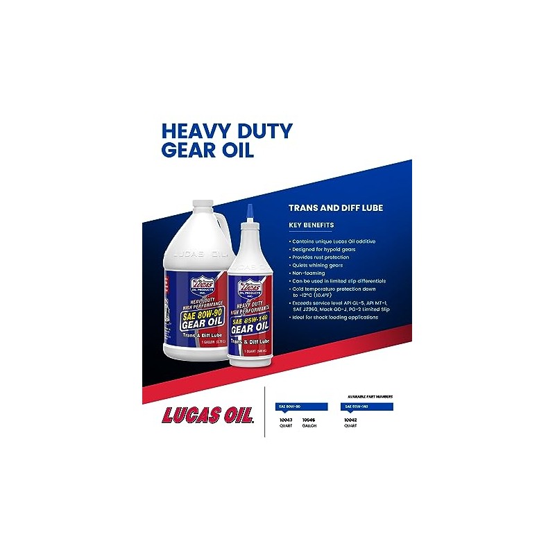 Lucas Oil 10043 SAE 80W-90 Heavy Duty Gear Oil -