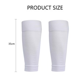 Football Sock Sleeves,Soccer Shin Guards Sleeves,Team Leg Sock Sleeve,Elastic Shin Pad Sleeves,Unisex Tubes Tubes,Soft Calf Sleeves, for Football Running or Training Beginner (White)