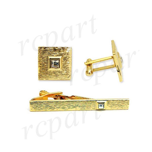 New Men's Cufflinks Cuff Link Square Wedding Party Prom Gold Center Crystal