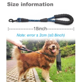 Mycicy Short Dog Leash- 18 Inch Rope Traffic Lead with Padded Handle- 1/2” Strong Nylon Tab for Medium Large Dogs Training Walking (Blue-1.5 ft)