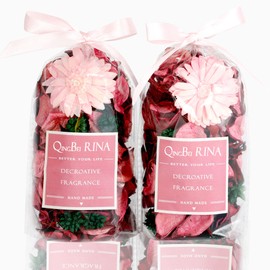 Qingbei Rina Mini Pot pourri Bags, Pink Pot pourri Bowl Filler,Rose Scented Christmas Pot pourri Dried Flower, Home Fragrance Sachet,Bathroom Holiday Winter Decor (Blush Rose)-Small