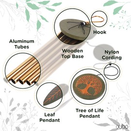 Sympathy Large Memory Wind Chimes 36-inch Tree of Life and Leaf Chimes for Outside - Deep Tones