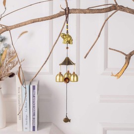 YODOOLTLY Lucky Wind Chime - Feng Shui Wind Chime Outdoor Lucky Charm Hanging with 3 Metal Bells Wind Bells for Garden, Home, Patio, Yard (Elephant)