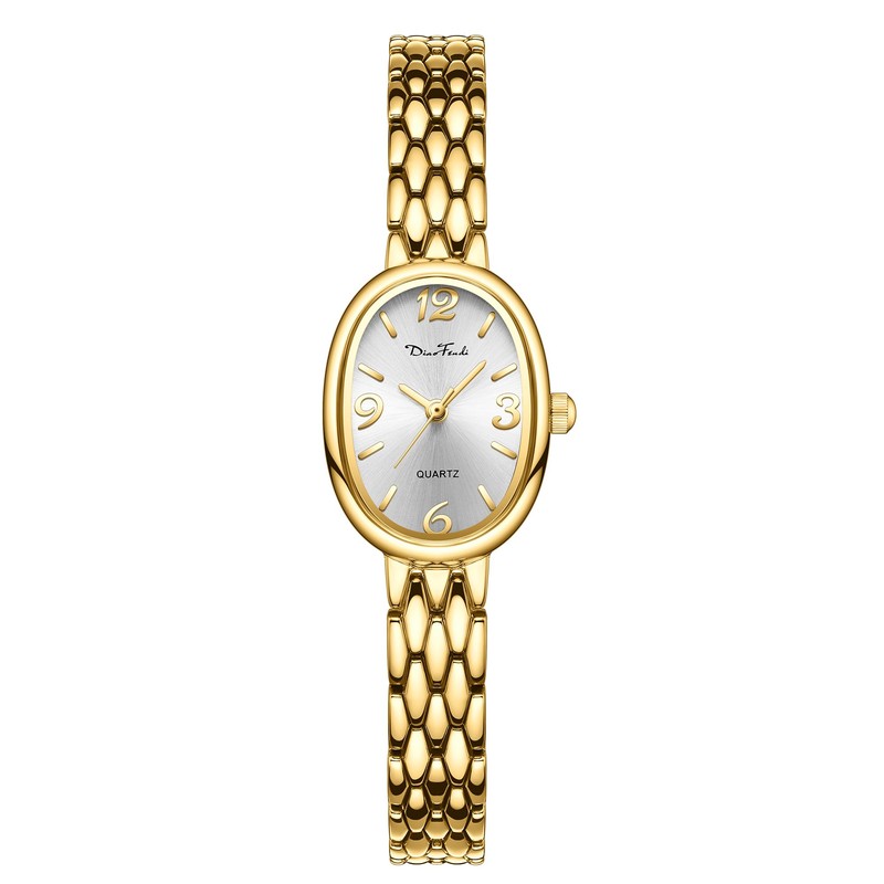 Diaofendi Petite Vintage Oval Gold Women’s Watch, Waterproof Elegant Watch