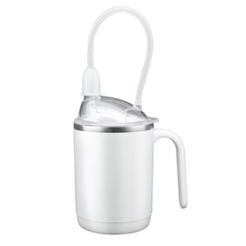 Qancesd Adult Sippy Cup for Elderly, 15oz Stainless Steel Sippy Cup with Straw, Spill-Proof Dysphagia Cup No Spill Feeding Cup for Adults Disabled Limited Mobility Patients
