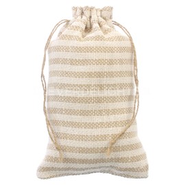 CleverDelights 6 x 10 Inch Burlap Bags - Natural/Ivory Stripe - 5 Pack - 6x10 Jute Burlap Drawstring Gift Pouches