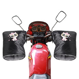 XGOPTS Autumn/Winter Bike Steering Wheel Cover, Motorcycle Handle Warmer, Cute Pattern, Extreme Warm, Fleece Lined, Road Bike Gloves, Thick, Cold Protection, Motorcycle Gloves, Windproof, Thermal,