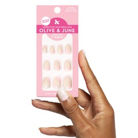 Olive & June Super Stick Mani Press-On Nails | Extra Short, Round | No Glue Needed | 32 Tab Nails in 16 Sizes | Non-Toxic Tabs | Easy On-Off, Non-Damaging | Realest Look | 7-Day Wear | Organic Swirl