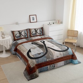 Manfei Fish Hook Nautical Kids Comforter Set Twin Size,Lake House Fishing Cabin Bedding Set,Girls Boys Adults Room Decor,Wooden Plank Rustic Down Comforter,Farmhouse Retro Duvet Insert,1 Pillowcase