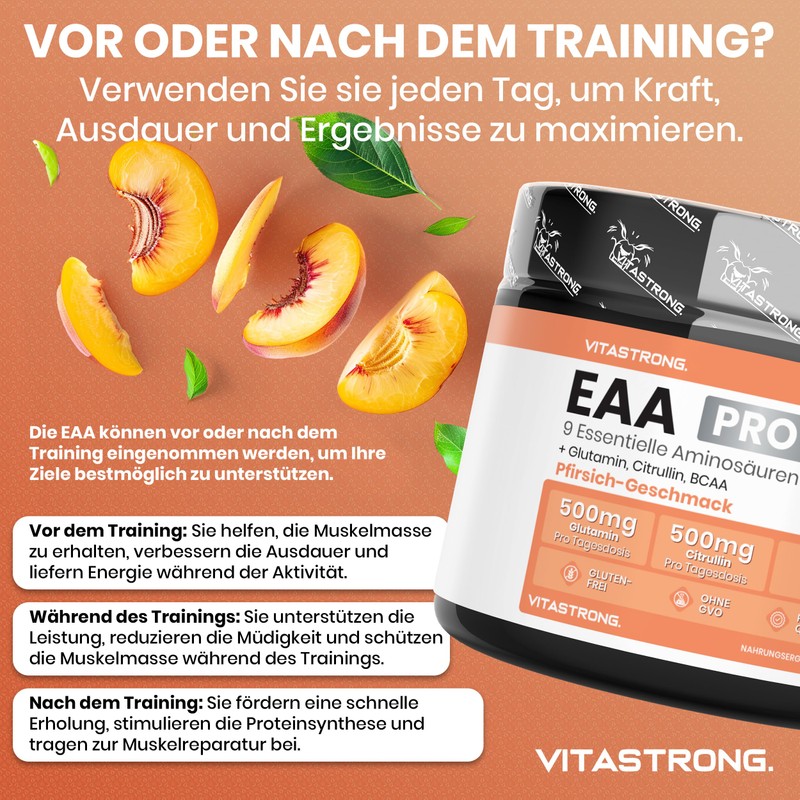 EAA Pulver 300g, Aminosäuren Essenziell EAA PRO Vitastrong, 9 Essentielle