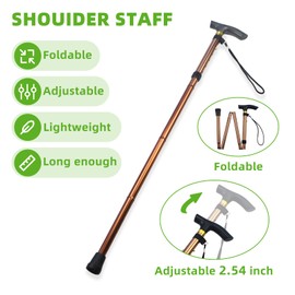 Shoulder Pulley for Physical Therapy, Foldable Shoulder Wand Rotator Cuff Rehab – Portable & Shoulder Reliever with Hook, Lightweight Stretching Tool – Durable Shoulder Exercise Equipment (Gold)