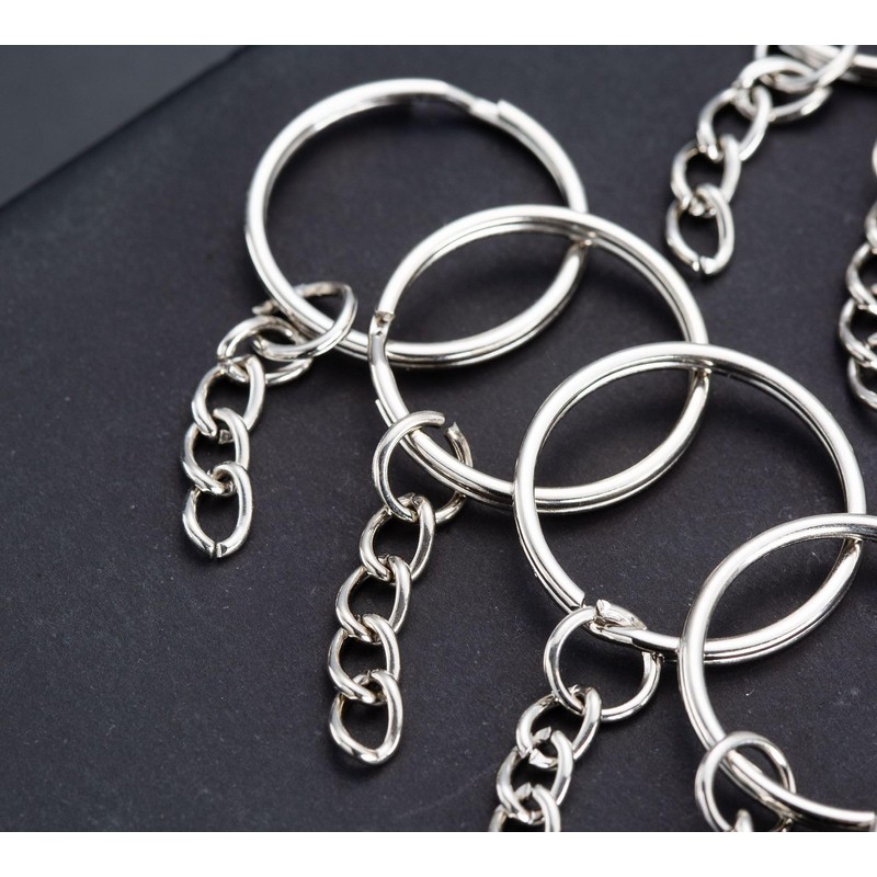 ZoloAJay 50Sets 1 inch Keychain Rings Silver Split Round Key