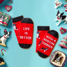 sockfun Boston Terrier Gifts for Women Men, Novelty Boston Terrier Socks Funny Crazy Fun Silly Socks