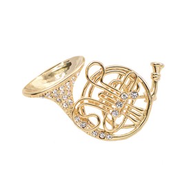 chelseachicNYC Tiny Jewel Crystal Big French Horn Brooch Pin Gold