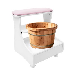 KOLHGNSE Rolling Pedicure Stool, Removable Tray Spa Foot Rest for Manicure Pedicure Mobile Beauty Stool Wheels Storage Drawer Home Salon Furniture (White Pink)