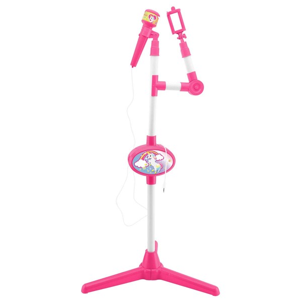 Lexibook Unicornio Light Base and Built-In Special Karaoke (S150UNI) Unicorn Microphone with Speaker and Illuminated Stand, Auxiliary Jack for Connecting Music, Pink/White